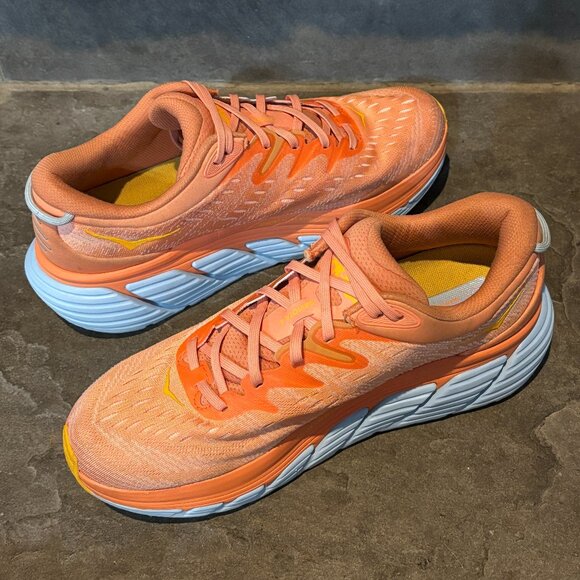 HOKA One One Gaviota 4 Women’s 12B Coral Orange Running Shoes Gorpcore Comfort - Picture 1 of 15
